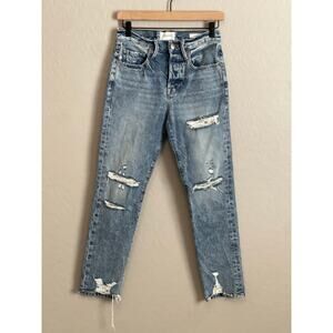 Women's Frame Le Original Distressed High Rise Straight Fit Denim - 24